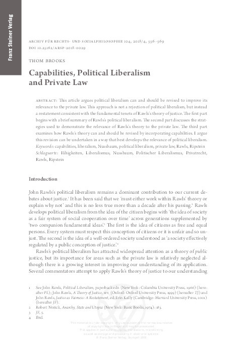 Capabilities, Political Liberalism and Private Law Thumbnail