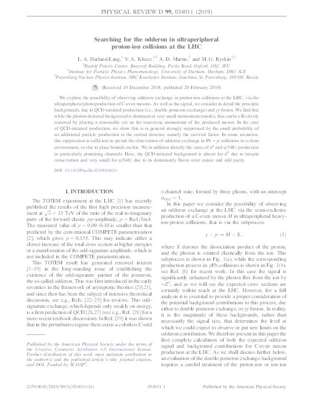 Searching for the odderon in ultraperipheral proton-ion collisions at the LHC Thumbnail