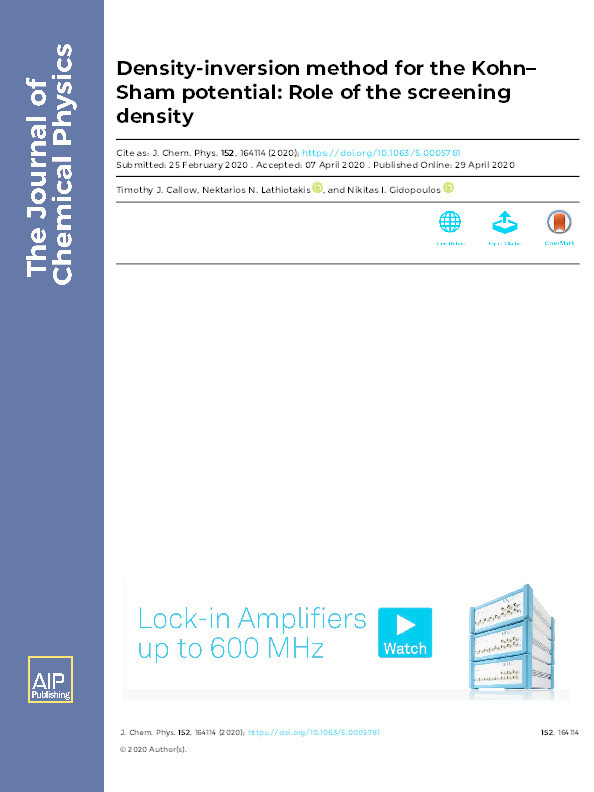 Density-inversion method for the Kohn-Sham potential: role of the screening density Thumbnail