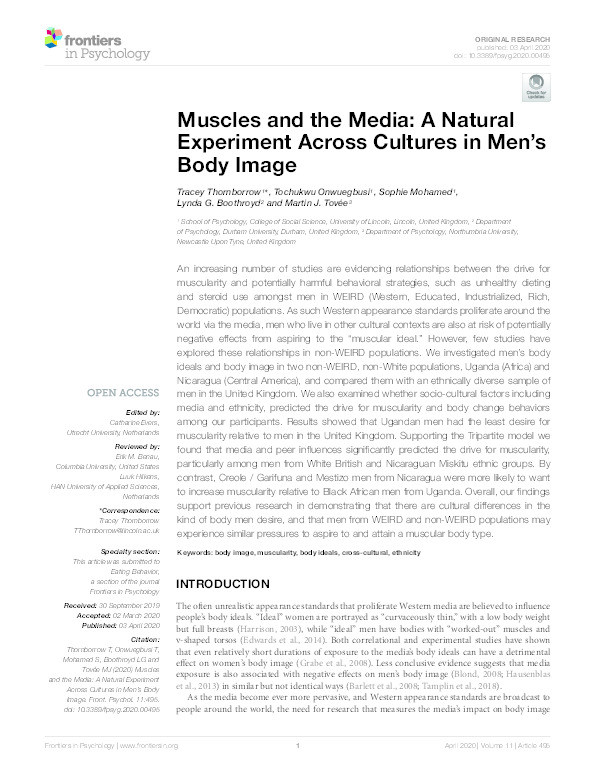 Muscles and the Media: A Natural Experiment Across Cultures in Men’s Body Image Thumbnail