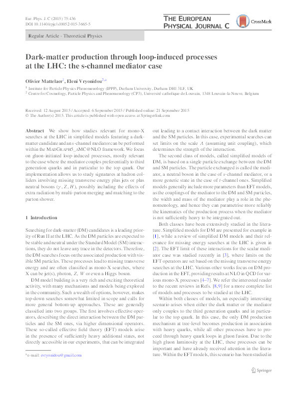 Dark-matter production through loop-induced processes at the LHC: the s-channel mediator case Thumbnail