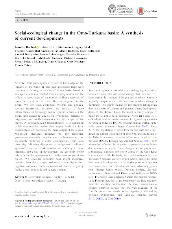 Social-ecological change in the Omo-Turkana basin: A synthesis of current developments Thumbnail