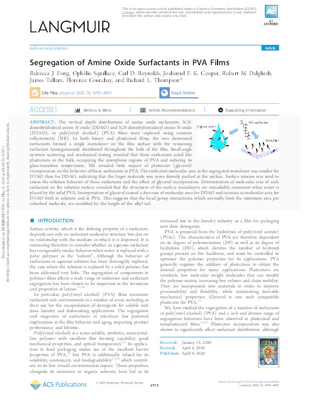 Segregation of Amine Oxide Surfactants in PVA Films Thumbnail