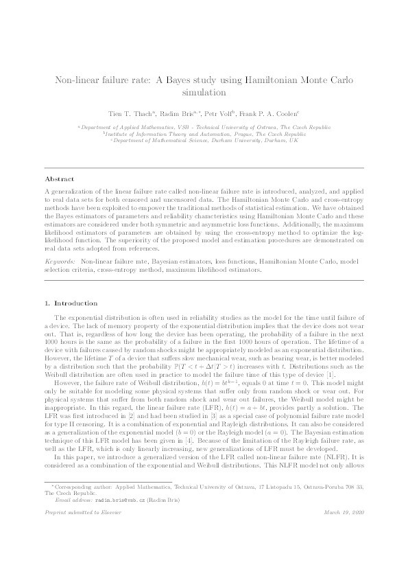Non-linear failure rate: A Bayes study using Hamiltonian Monte Carlo simulation Thumbnail
