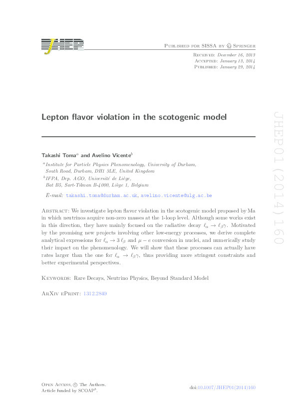 Lepton flavor violation in the scotogenic model Thumbnail