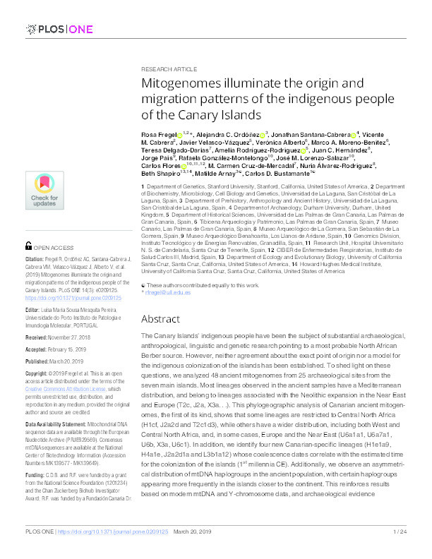 Mitogenomes illuminate the origin and migration patterns of the indigenous people of the Canary Islands Thumbnail