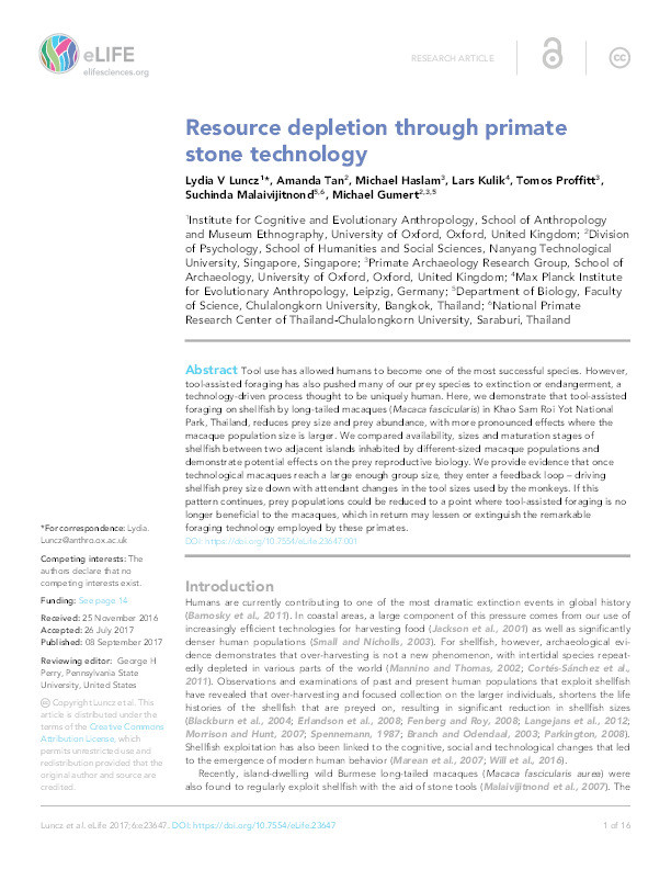 Resource depletion through primate stone technology Thumbnail