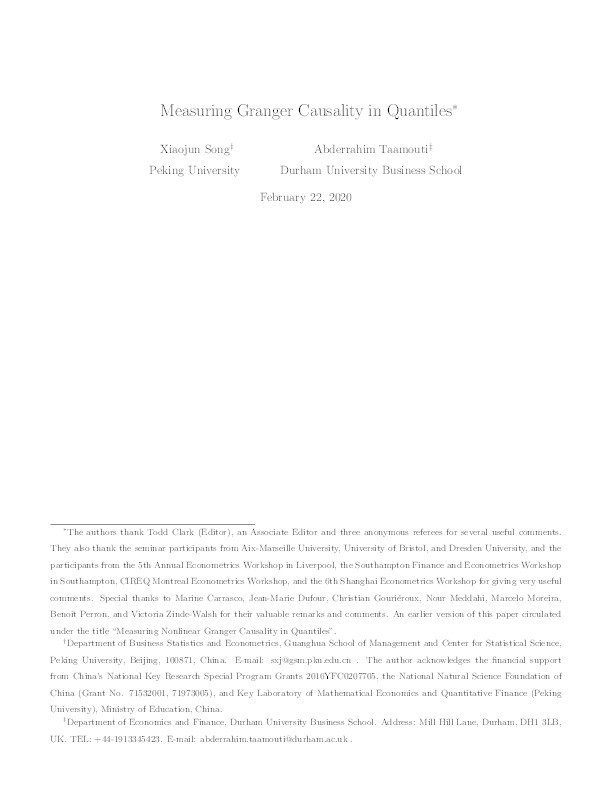 Measuring Granger Causality in Quantiles Thumbnail