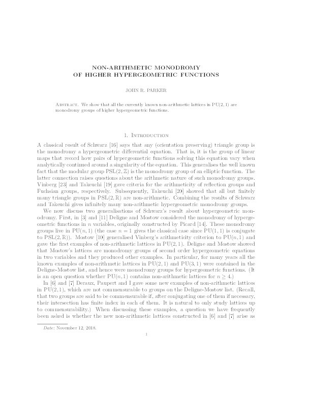 Non-arithmetic monodromy of higher hypergeometric functions Thumbnail