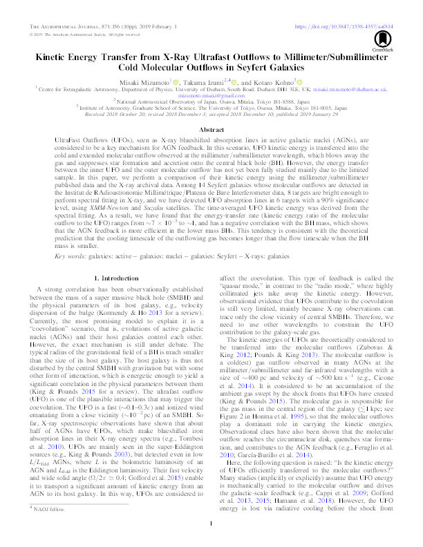 Kinetic Energy Transfer from X-Ray Ultrafast Outflows to Millimeter/Submillimeter Cold Molecular Outflows in Seyfert Galaxies Thumbnail