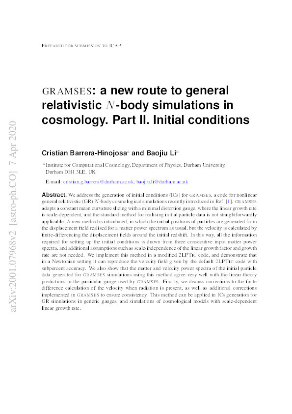 GRAMSES: a new route to general relativistic $N$-body simulations in cosmology. Part II. Initial conditions Thumbnail