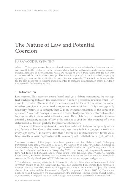The Nature of Law and Potential Coercion Thumbnail
