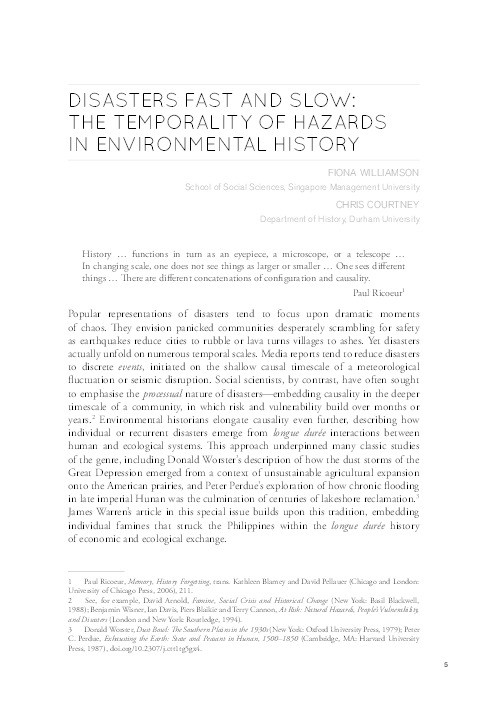 Disasters Fast and Slow: The Temporality of Hazards in Environmental History Thumbnail