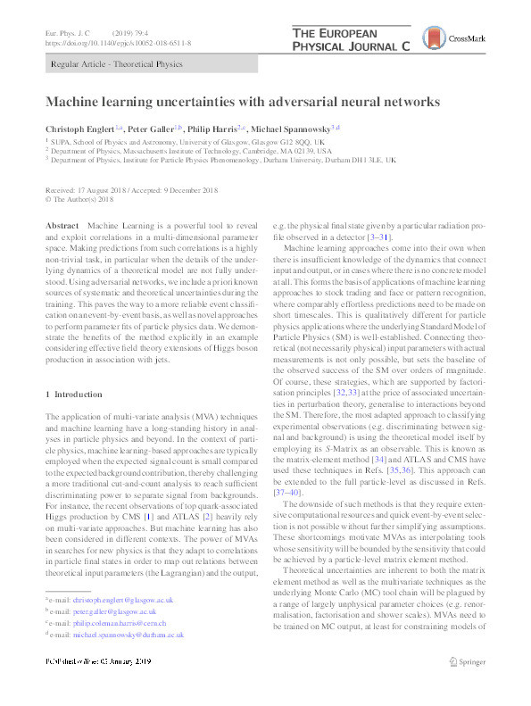 Machine learning uncertainties with adversarial neural networks Thumbnail