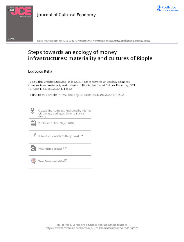 Steps towards an Ecology of Money Infrastructures: Materiality and Cultures of Ripple Thumbnail