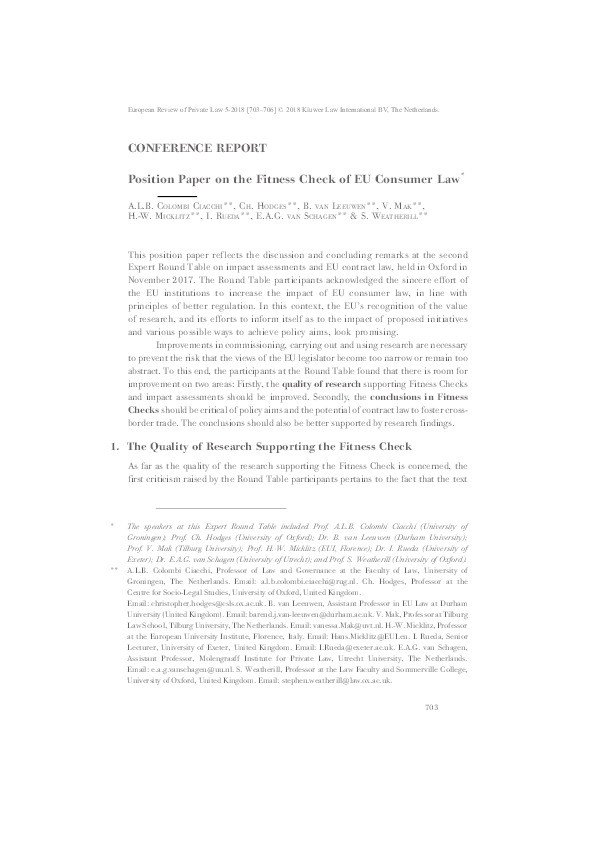 Position Paper on the Fitness Check of EU Consumer Law Thumbnail