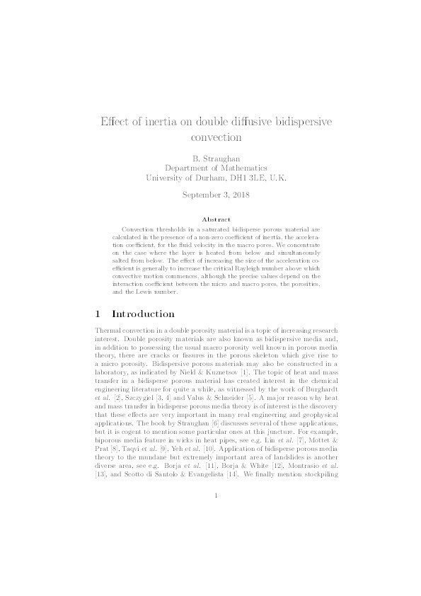 Effect of inertia on double diffusive bidispersive convection Thumbnail