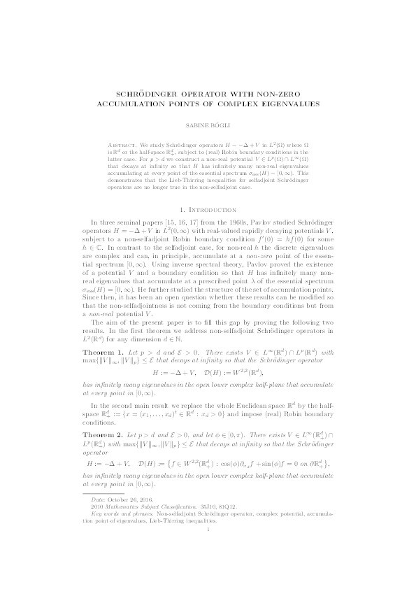 Schrödinger Operator with Non-Zero Accumulation Points of Complex Eigenvalues Thumbnail