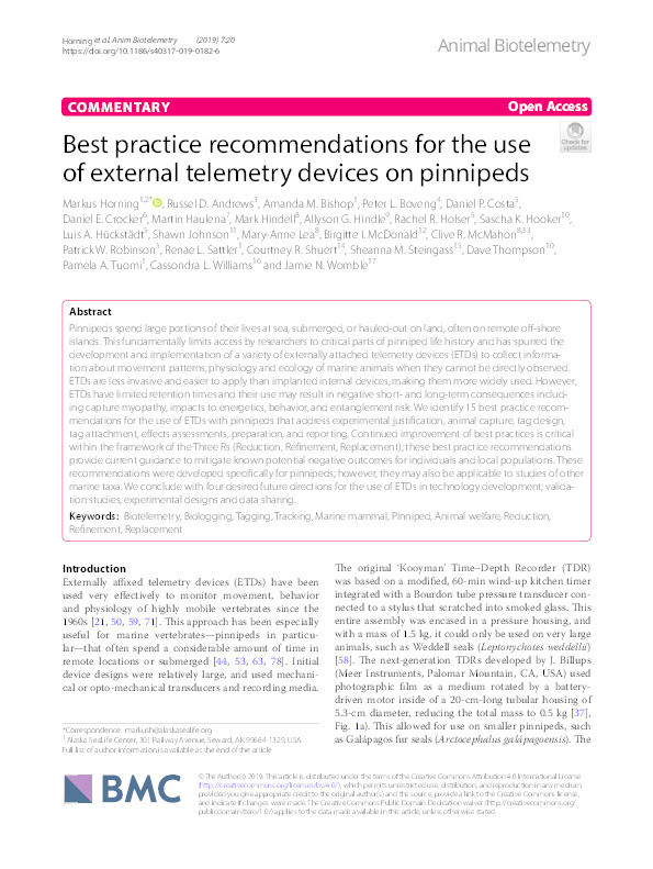 Best practice recommendations for the use of external telemetry devices on pinnipeds Thumbnail