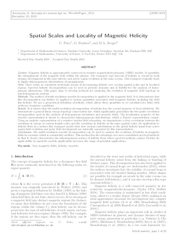 Spatial scales and locality of magnetic helicity Thumbnail