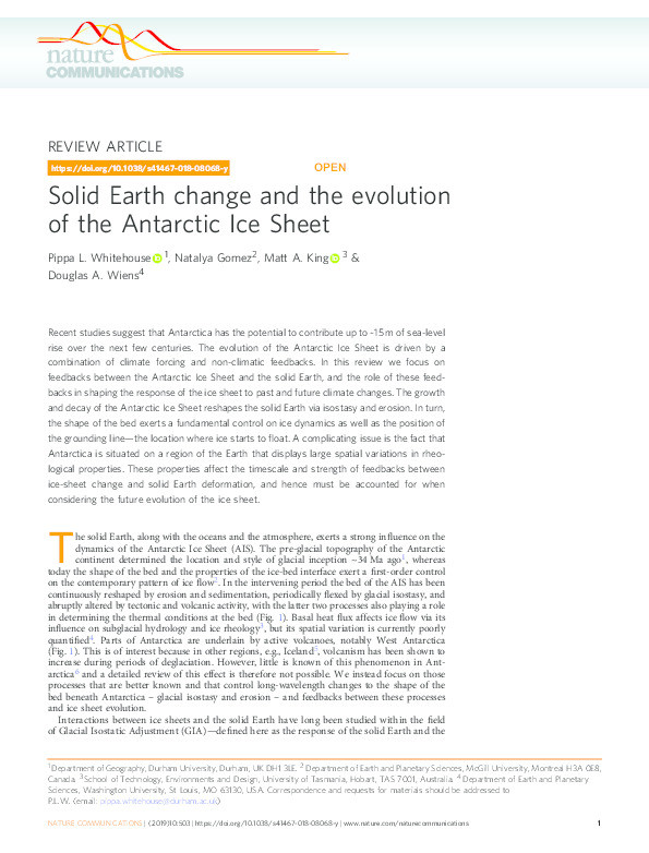 Solid Earth change and the evolution of the Antarctic Ice Sheet Thumbnail
