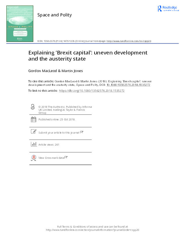 Explaining ‘Brexit capital’: uneven development and the austerity state Thumbnail