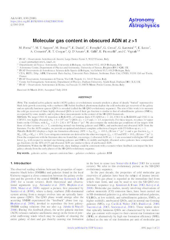 Molecular gas content in obscured AGN at z > 1 Thumbnail