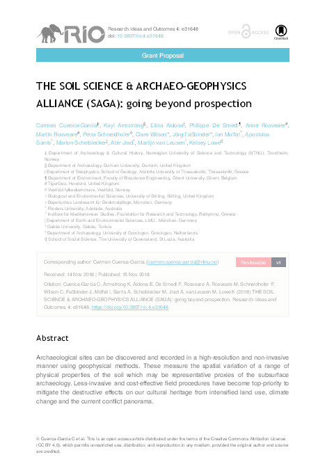 THE SOIL SCIENCE & ARCHAEO-GEOPHYSICS ALLIANCE (SAGA): going beyond prospection Thumbnail