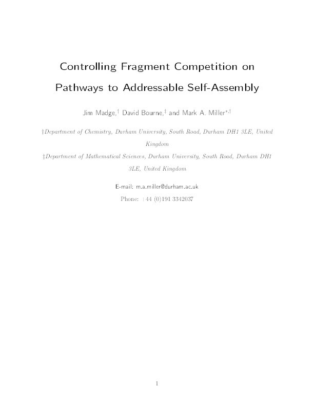Controlling Fragment Competition on Pathways to Addressable Self-Assembly Thumbnail