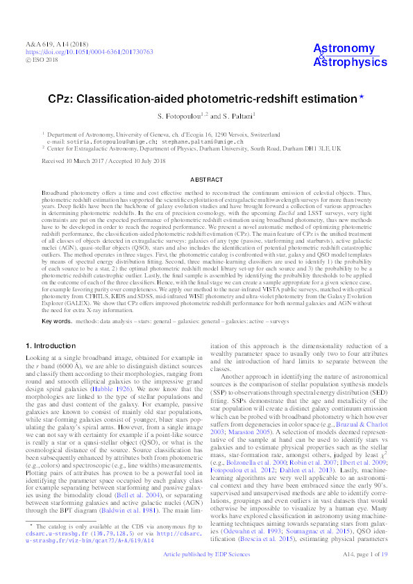 CPz: Classification-aided photometric-redshift estimation Thumbnail