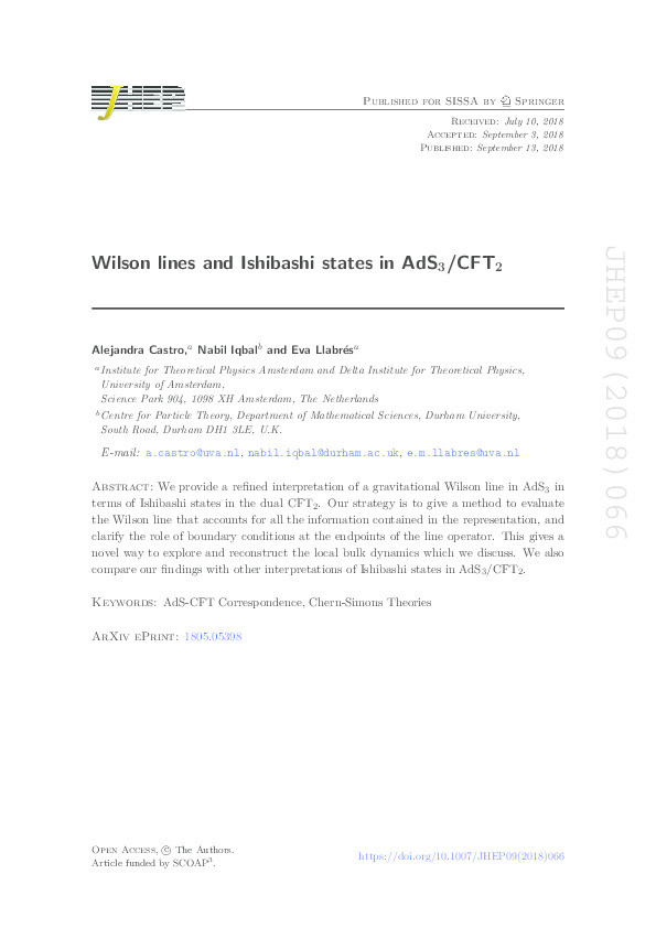 Wilson lines and Ishibashi states in AdS3/CFT2 Thumbnail
