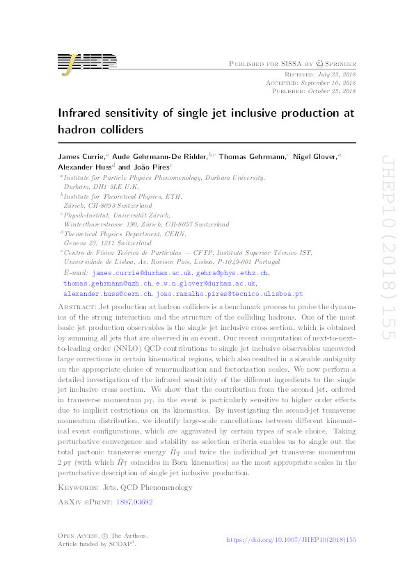 Infrared sensitivity of single jet inclusive production at hadron colliders Thumbnail