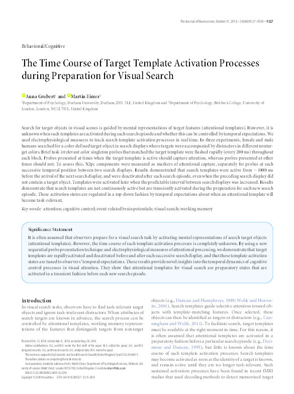 The time course of target template activation processes during preparation for visual search Thumbnail