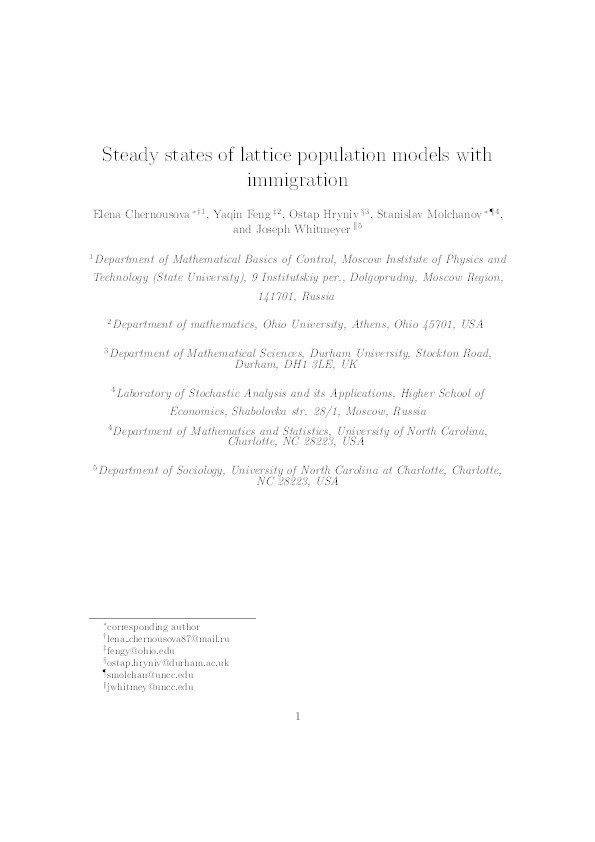 Steady states of lattice population models with immigration Thumbnail