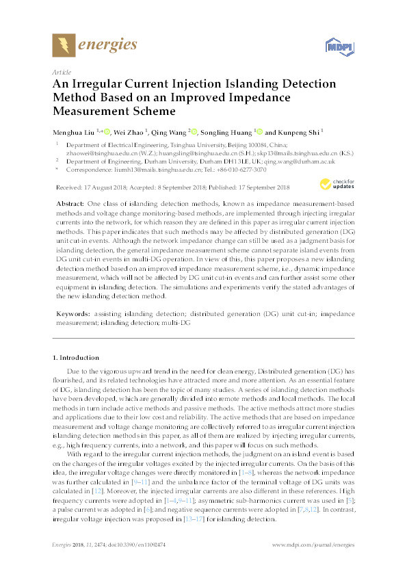 An irregular current injection islanding detection method based on an improved impedance measurement scheme Thumbnail