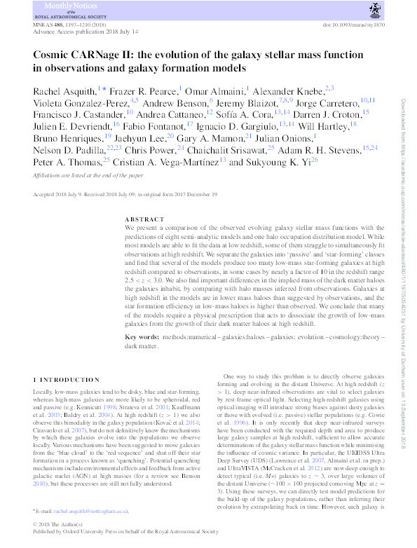 Cosmic CARNage II: the evolution of the galaxy stellar mass functionin observations and galaxy formation models Thumbnail