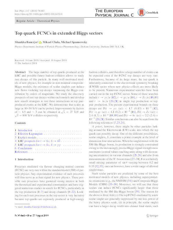 Top quark FCNCs in extended Higgs sectors Thumbnail