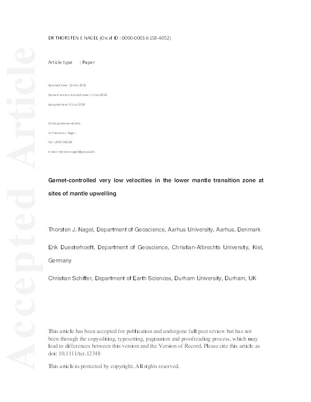 Garnet-controlled very low velocities in the lower mantle transition zone at sites of mantle upwelling Thumbnail