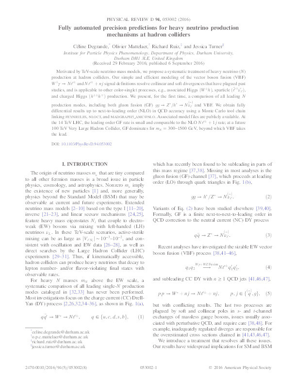 Fully automated precision predictions for heavy neutrino production mechanisms at hadron colliders Thumbnail