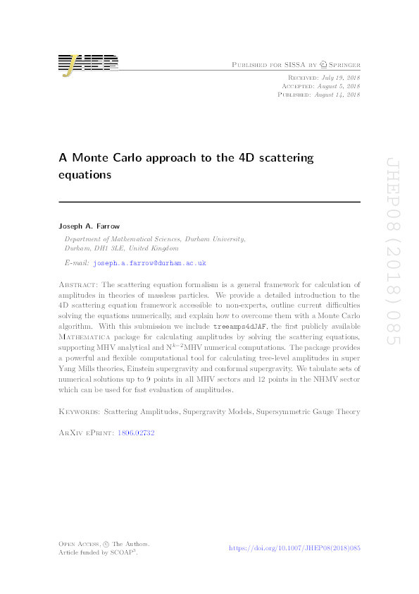 A Monte Carlo approach to the 4D scattering equations Thumbnail