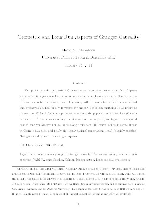 Geometric and long run aspects of Granger causality Thumbnail