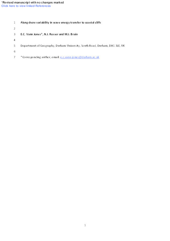 Alongshore variability in wave energy transfer to coastal cliffs Thumbnail