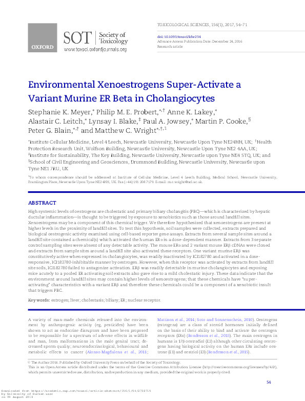 Environmental xenoestrogens super-activate a variant murine ER beta in cholangiocytes Thumbnail
