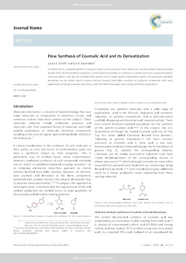 Flow Synthesis of Coumalic Acid and its Derivatization Thumbnail