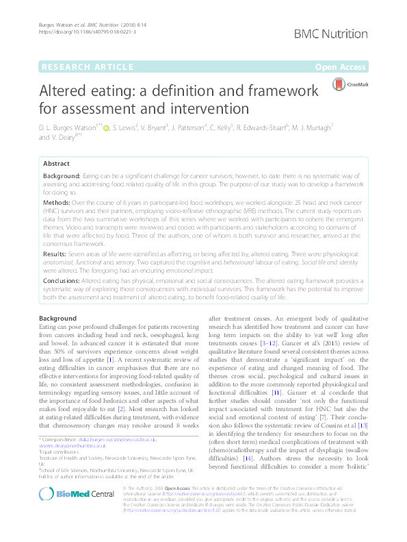 Altered eating: a definition and framework for assessment and intervention Thumbnail