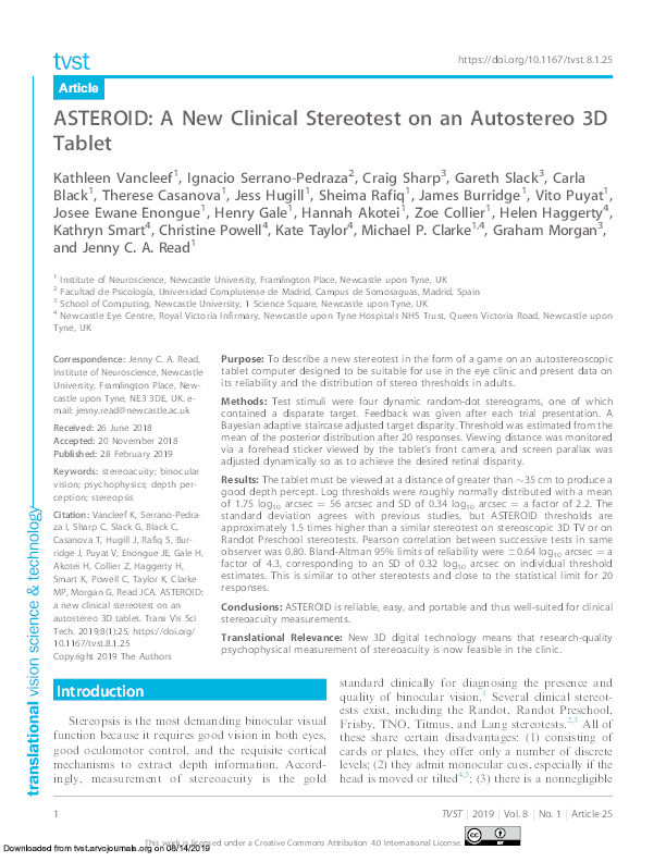 ASTEROID: A New Clinical Stereotest on an Autostereo 3D Tablet Thumbnail