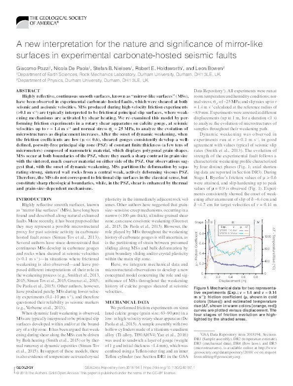 A new interpretation for the nature and significance of mirror-like surfaces in experimental carbonate-hosted seismic faults Thumbnail