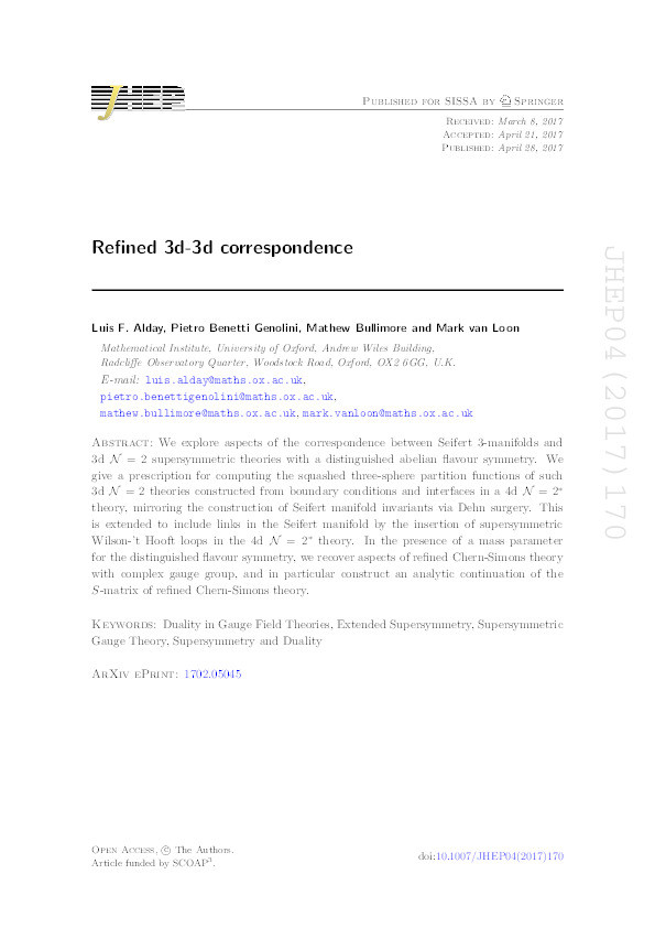 Refined 3d-3d correspondence Thumbnail