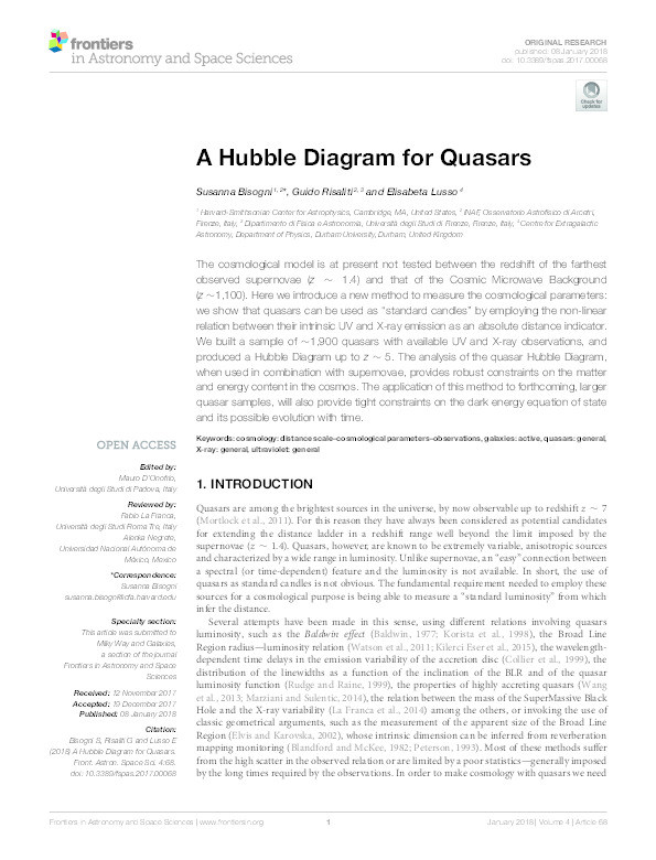 A Hubble Diagram for Quasars Thumbnail