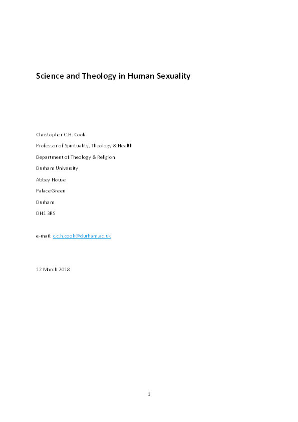 Science and theology in human sexuality Thumbnail